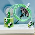 thumbnail image 2 of 5pcs Cute Panda Climbing Column Design TPU Wall Charger Protective Case And 55.12 Inch Data Cable Protective Case Suitable For IPhone Mobile Phone 20W Fast Charging Data Cable, 2 of 5