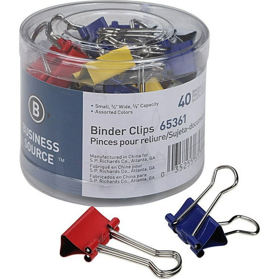 Business Source Colored Fold-back Binder Clips - Small - 0.8" Width - 0.37" Size Capacity - 40 / Pack - Assorted | Bundle of 2 Packs