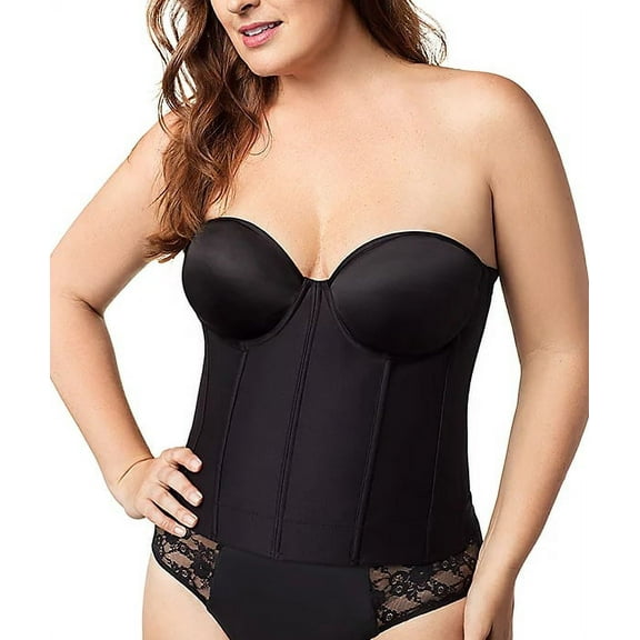 Elila BLACK Molded Strapless Longline Underwire Bra, US 48E/UK 48DD, NWOT