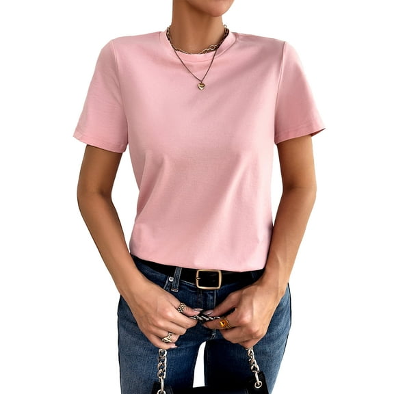 Women’s T-Shirts Short Sleeve Tops for Women Fitted Crewneck Tee Casual Trendy 2025