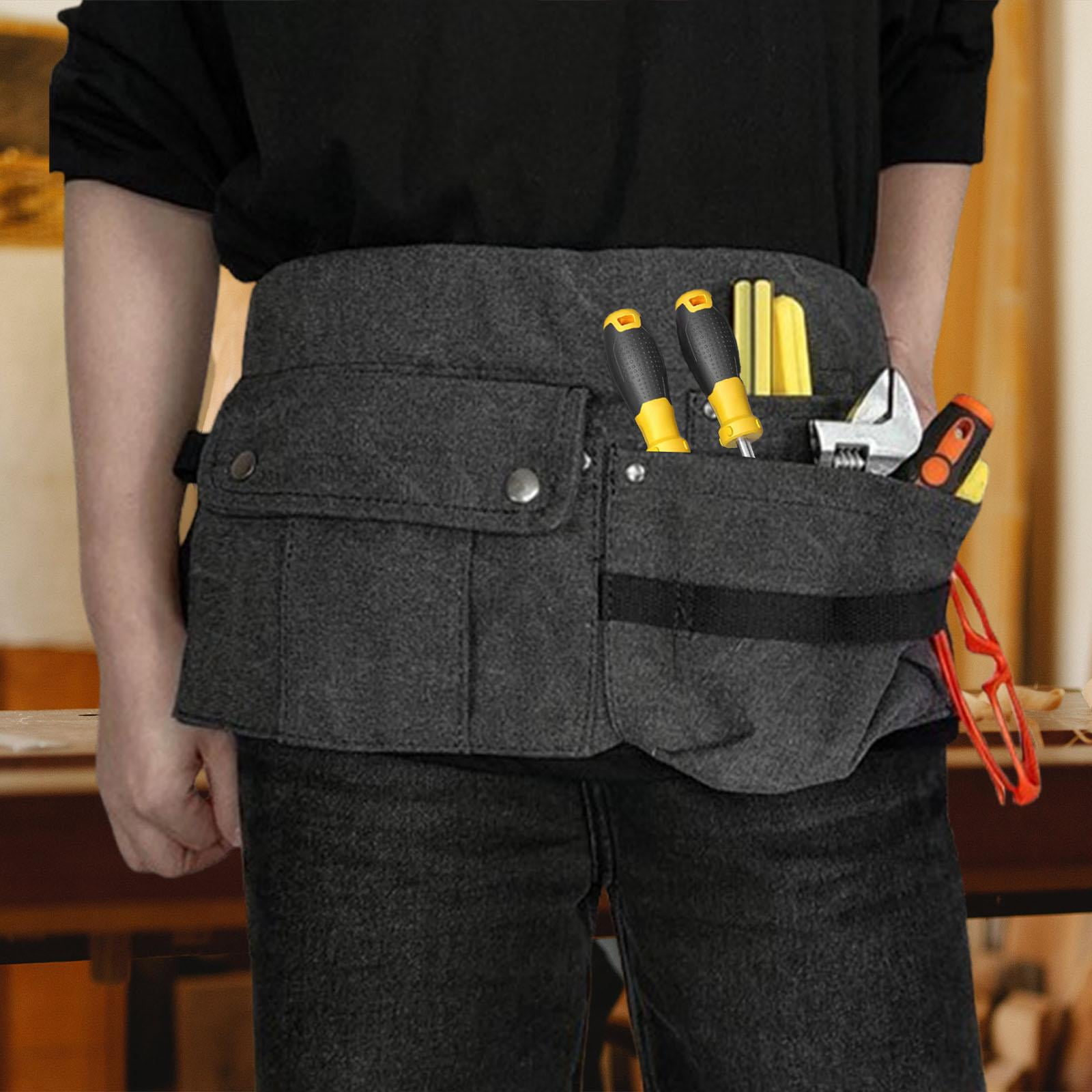 simhoa Tool Waist Bag Portable Tool Bag Large Capacity Canvas Waist Pocket Belt Waist Bag Tools Organizer for Electricians Builders Black