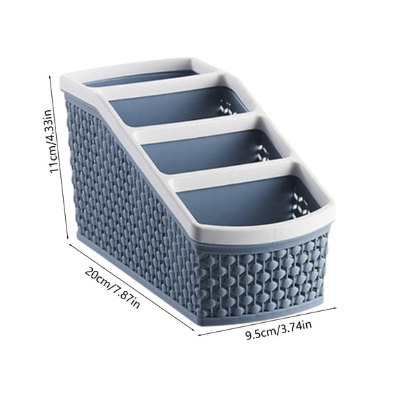 Rkxzt Plastic Storage Box Bathroom Caddy Organizer with 4 Compartments for Cotton Swabs Pads Makeup Brushes Pens Blue Plastic 7.87x4.33x3.74in Storage