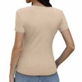 thumbnail image 4 of Riforla T-shirts for Women Fashion Tops for Women Fitted Short Sleeve Basic Tee Slim Fit Shirts Beige XL, 4 of 6