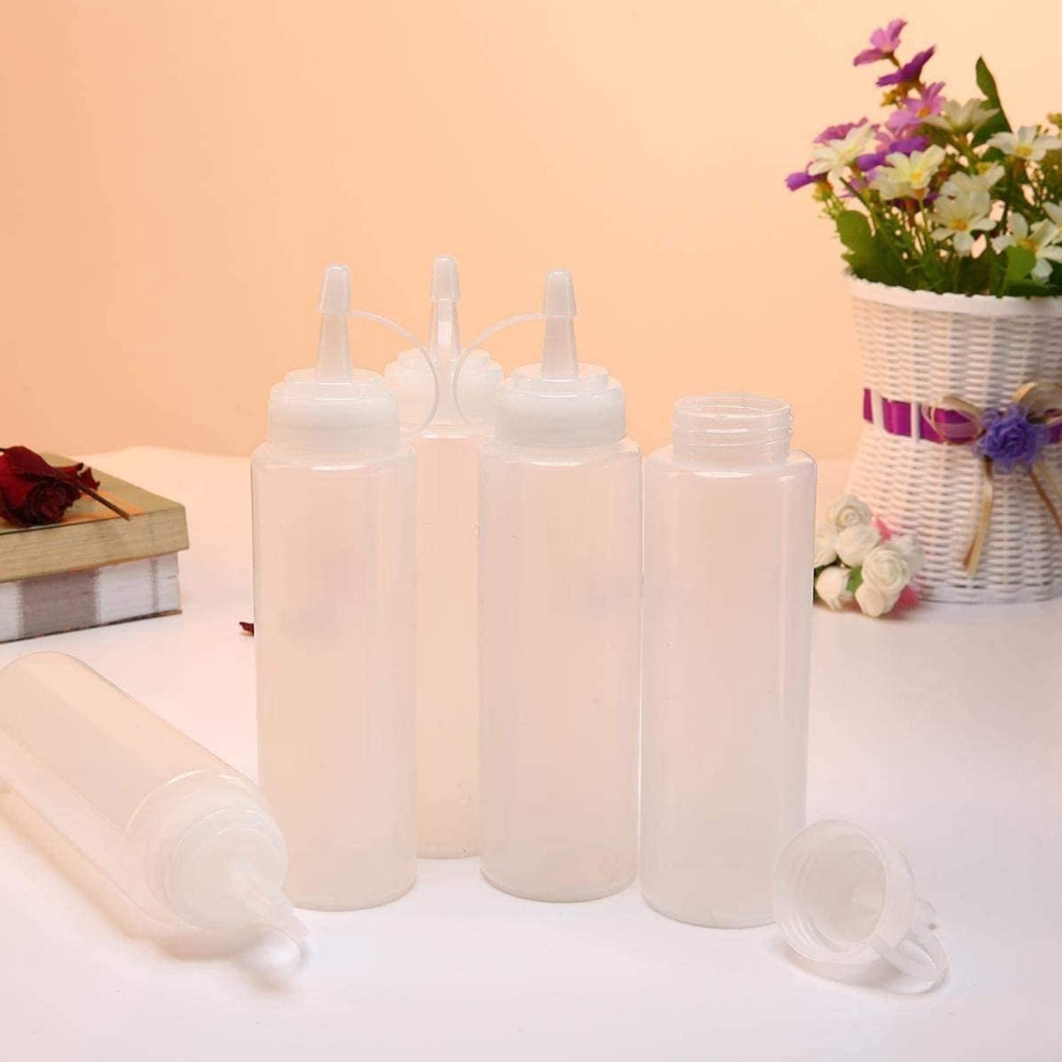 6 Bouteilles à Presser 500ml Anti-Fuites - Avec Entonnoir Et Pinceau - Pour Sauces, Huile, Ketchup