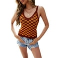 thumbnail image 2 of Liacowi Womens Plaid Tank Tops Summer Ribbed Skinny Fit Backless Cool Color Matching Sleeveless Vest Halter Crop Top, 2 of 9