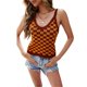 thumbnail image 2 of Txlixc Mujeres Tank Tops con Plaid, Skinny Fit Backless Cool Color Matching Summer Clothing Txlixc Estilo de ocio, 2 of 9