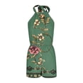 thumbnail image 5 of Elvqul Sleeveless Rompers for Women Halter One Piece Shorts Pull On Floral Print Elastic Waisted Womens Outfit Summer, 5 of 7