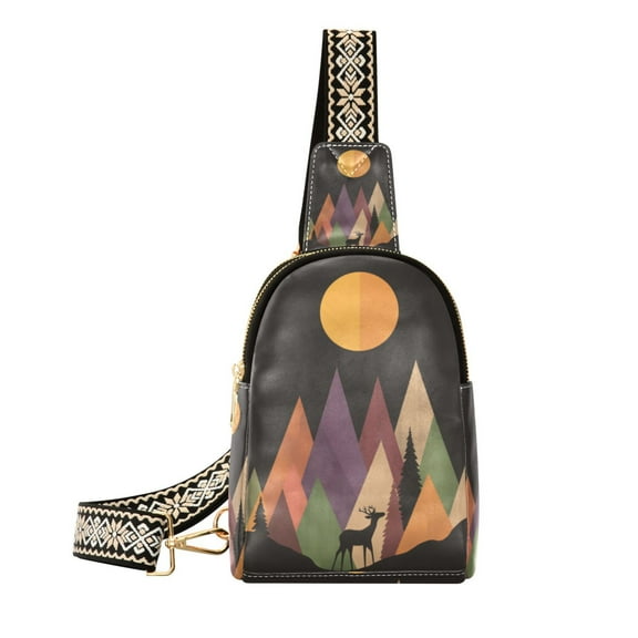 FORMRS Womens Crossbody Sling Bag Travel Daypack Shoulder Chest Backpack, Abstract Mountain