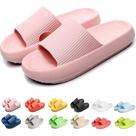 

Massage Non-Slip Super Soft Thick Soled Household Slippers for Women and Men Pink (42-43)