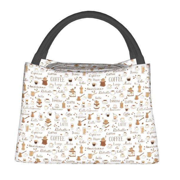 Fotbe Coffee Bolsa Térmica Portátil con Estampado, Bolsa de Entrega de Alimentos Aislada, Bolsa Reutilizable de Gran Capacidad para Comidas y Supermercado