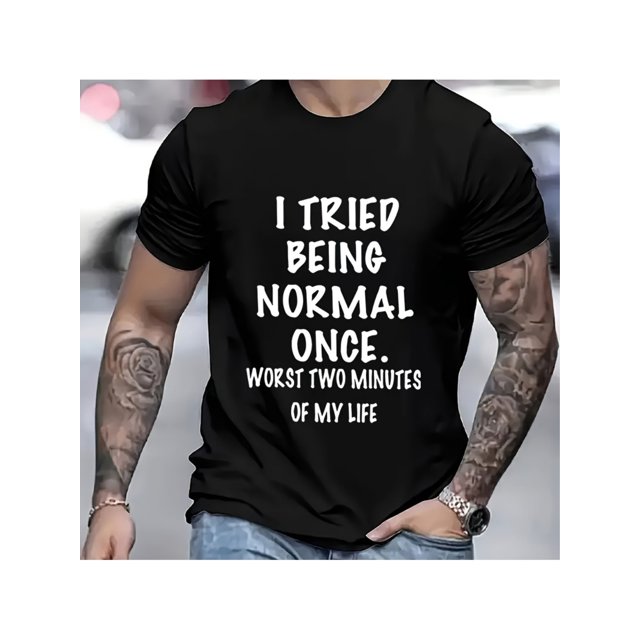 1pc "I Tried Being Normal Once" Vinyl Iron-On Transfer Sticker - Bold Black & White, Washable Design for DIY T-Shirts, Jeans, Backpacks