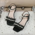 thumbnail image 4 of Mepaouo Girls Sandals Low Chunky Heels Dress Pumps Ankle Strap Square Open Toe Wedding Party Shoes, 4 of 7