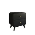 thumbnail image 2 of Castle Place Mid-Century 2 Drawer Wooden Nightstand, Black, 2 of 9