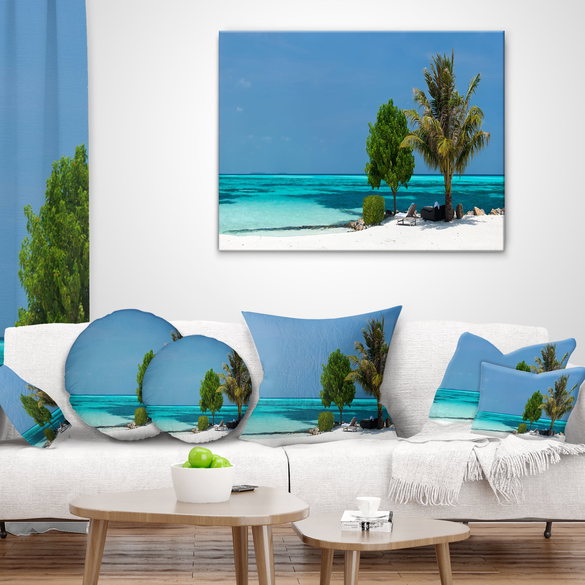 Designart 12" x 20" Blue Polyester Throw Pillow