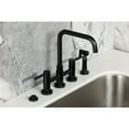 thumbnail image 4 of Kingston Brass KS8280DKLBS Kaiser Two-Handle 4-Hole Deck Mount Bridge Kitchen Faucet with Brass Side Sprayer in Matte Black, 4 of 8