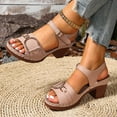 thumbnail image 2 of Buckle Dressy Sandals for Women Ladies 2025 Fashion Peep Toe Platform Chunky High Heels Summer Dress Shoes, 2 of 7
