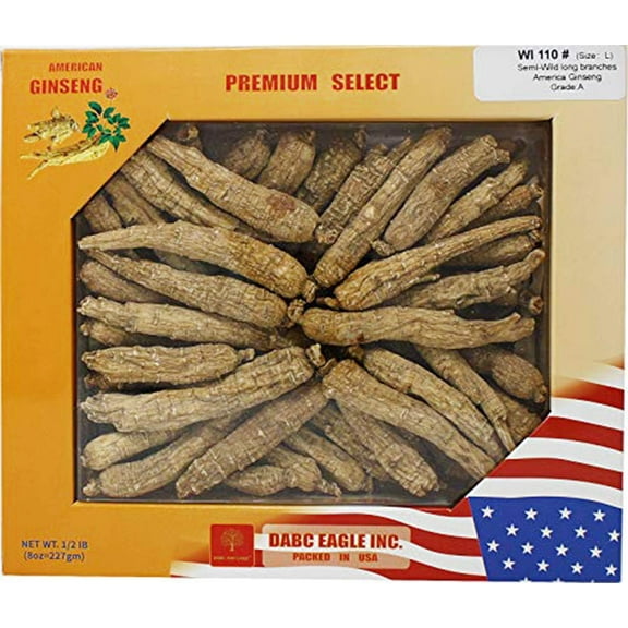 DABC OAK LAND 8OZ=227gm/Box Hand-Selected American Wisconsin Farmed Ginseng Root | Whole |美国威斯康辛州 长枝西洋参 花旗参 礼盒装 | Cultivated Wisconsin American Ginseng Box (8OZ=227g/Box)