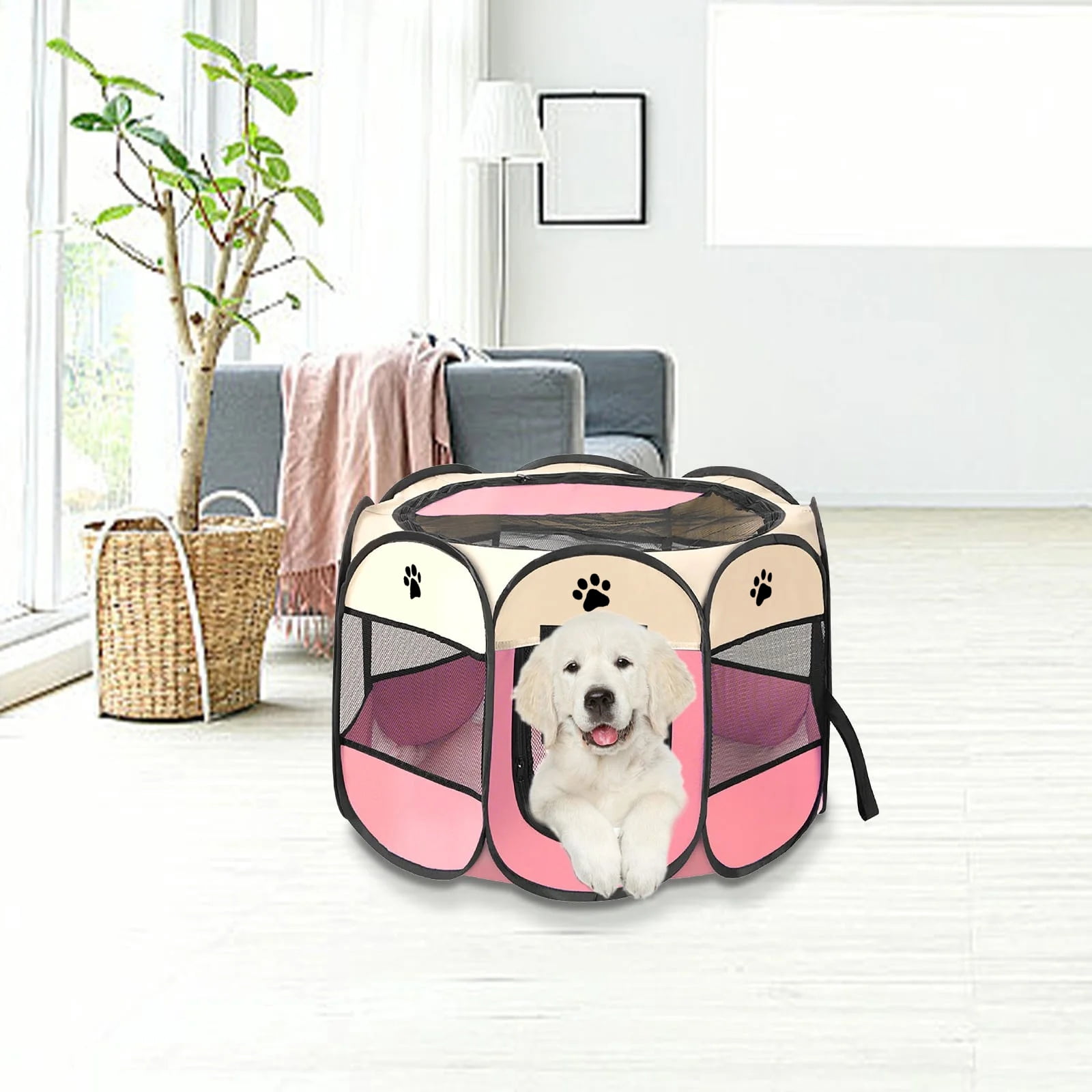 Portable Pet Playpen, Dog/Cat Playpen Foldable Pet Exercise Pen Tents Dog Kennel House Playground for Indoor Outdoor Travel Camping Use,30"x30"x18"