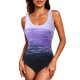 thumbnail image 2 of Traje de baño de una pieza Prolriy para mujer 2024. Traje de baño popular para mujer, chaleco con estampado de hojas y flores, cielo estrellado, teñido anudado, trajes de baño para mujer, morado, XL., 2 of 7