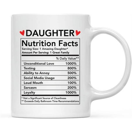 

Andaz Press Funny 11oz. Ceramic Coffee Tea Mug Thank You Gift Daughter Nutritional Facts 1-Pack Novelty Gag Birthday Christmas Gift Ideas