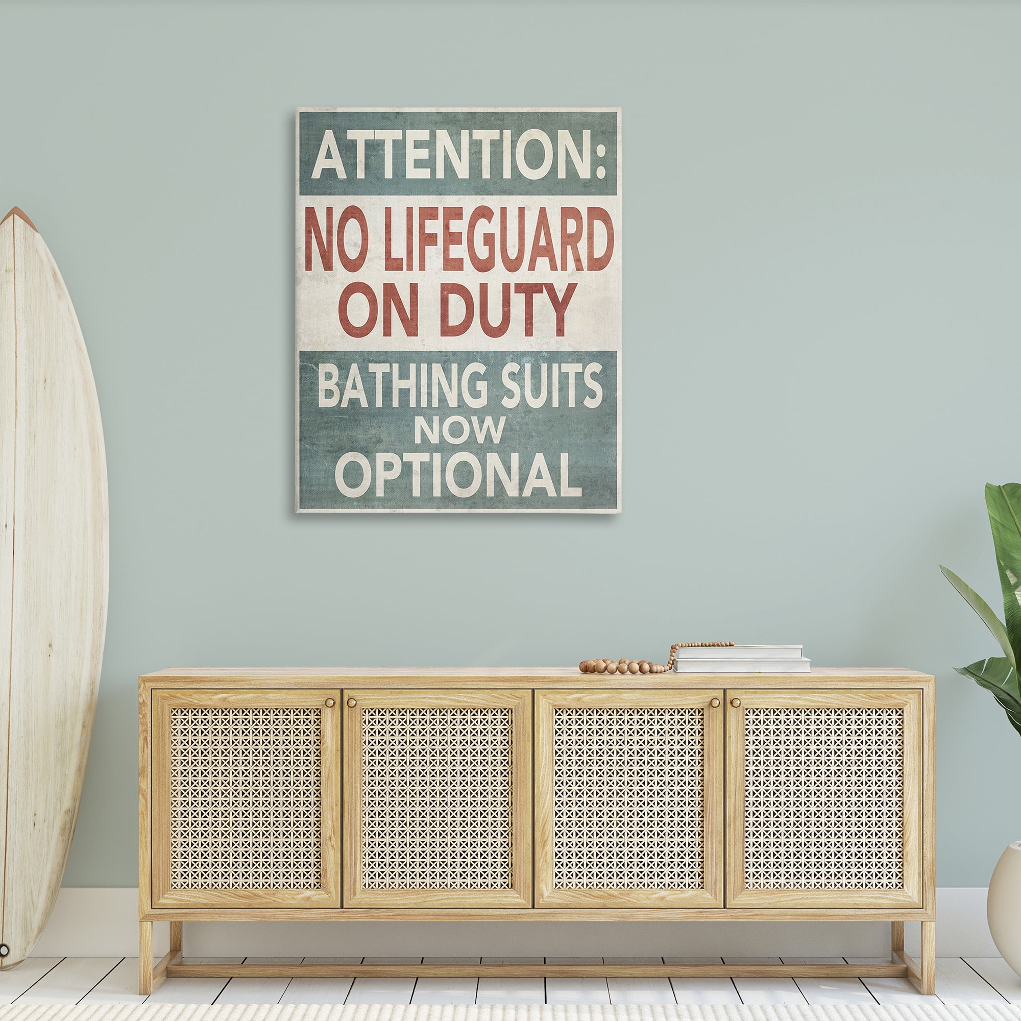 Stupell Industries Funny Bathing Suits Optional Typography Painting Gallery Wrapped Canvas Art Print Wall Art, 36 x 48