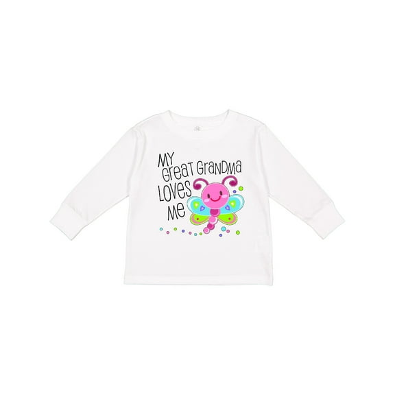 Inktastic My Great Grandma Loves Me- cute dragonfly Boys or Girls Long Sleeve Toddler T-Shirt