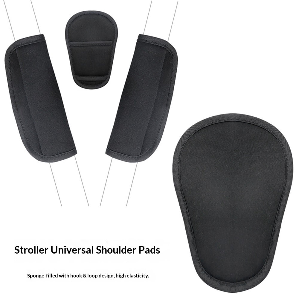 two sets 3 Pieces Shoulder Crotch Pad Compatible with Car Seat Stroller High Chair, Harness & Strap Comfort Cushion （black）