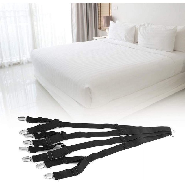 Support de Drap de Lit Noir, Ceinture Serrée en Métal et Nylon Pin, Couvre-Draps Ajustables