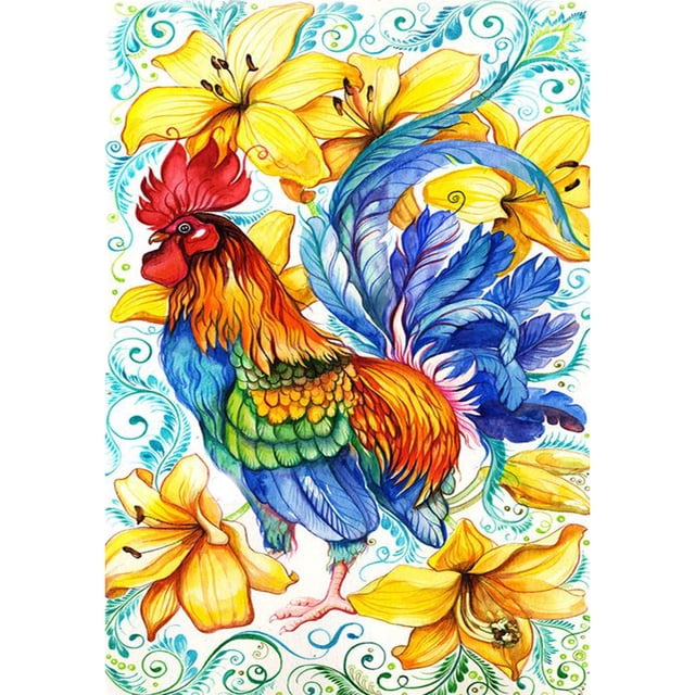Pintura de diamante (DE4700) Gallo 5D DIY Cuadrado Animal Punto de cruz (B887) 45x60cm FLhrweasw Nuevo