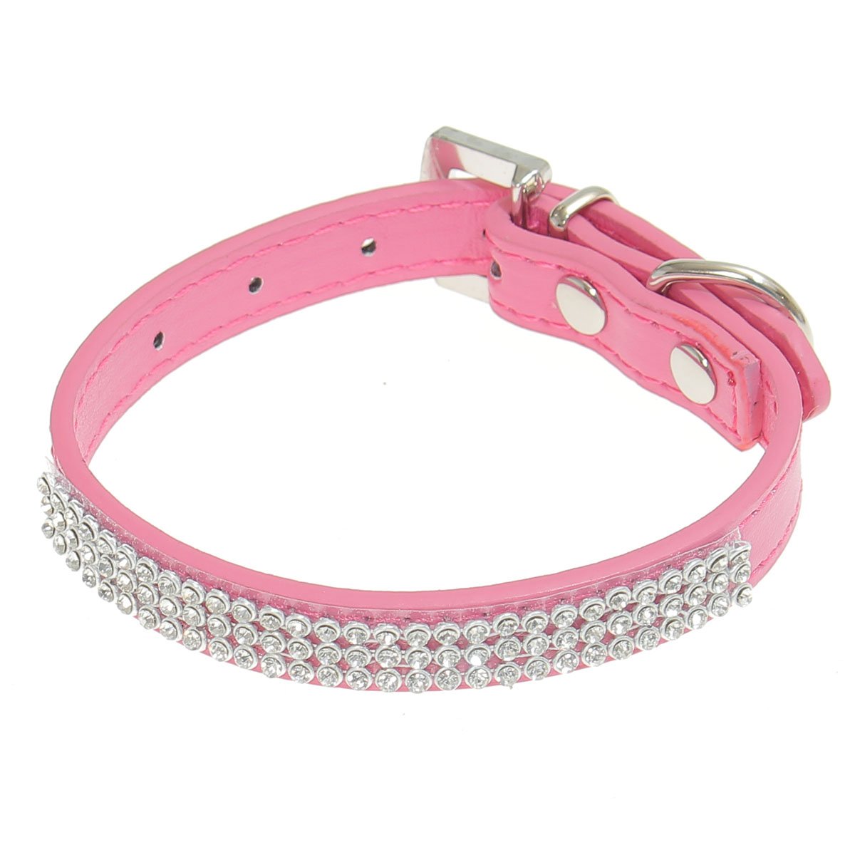 Bling Rhinestone PU Leather Crystal Diamond Puppy Collar Pet Dog