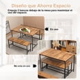 thumbnail image 4 of Juego de Mesa de Comedor con 2 Bancos, Estilo Industrial, Marco de Metal Resistente, Mesa 110x70cm, Diseño Ahorra Espacio para Sala y Cocina, 4 of 6