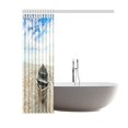 thumbnail image 2 of MYPOP Beach Ocean Theme Polyester Fabric Shower Curtain, Boat on Beach at Sunrise Time Bathroom Set with Hooks, 66 By 72 Inches, Blue Beige, 2 of 2