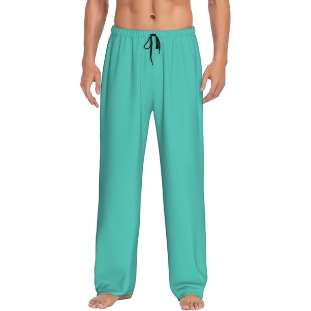 Fotbe Teal Turquoise Pantalones de Pijama para Hombre, Pantalones de Dormir, Pantalones de Casa con Cintura Ajustable y Bolsillos-X-Large