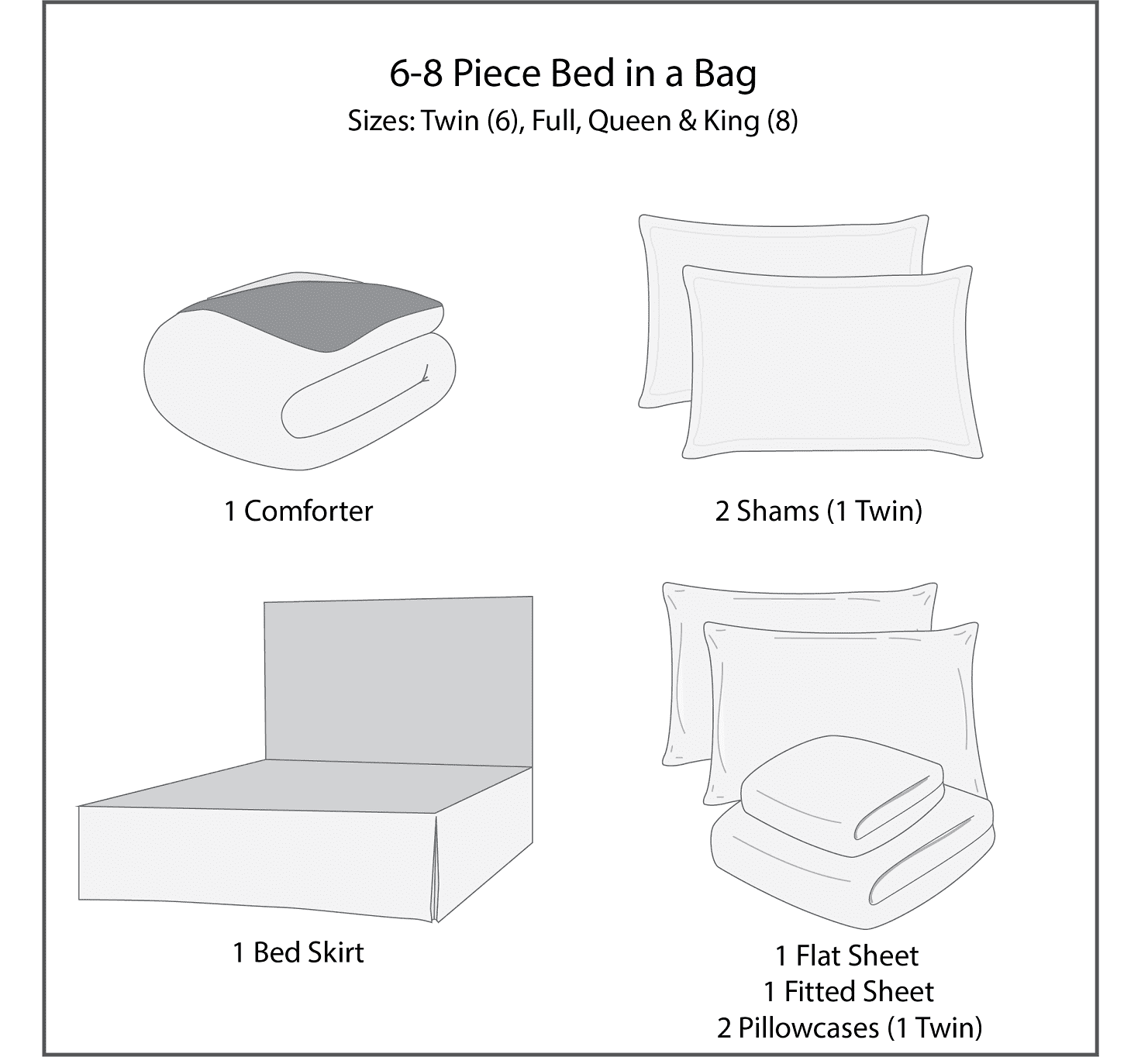 Mainstays Gray Stripe 8 Piece Bed in a Bag Comforter Set with Sheets, King