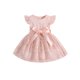 thumbnail image 1 of Vestido De Princesa De Punto Acanalado Con Mangas Volantes Y Estrellas De Lentejuelas Para NiñAs PequeñAs Con CinturóN De Lazo, 1 of 5