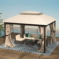 thumbnail image 3 of Saint Birch 10' x 12' Modern Metal Double Roof Vented Gazebo in Sand Beige, 3 of 7