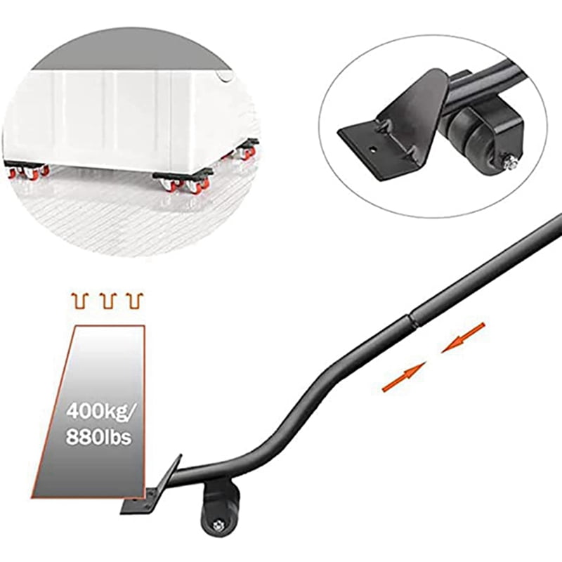 2X Furniture Moving Tool, 880 Lbs, with 4 Wheels and Portable Lift, for Moving Furniture, Refrigerators, Sofas Black