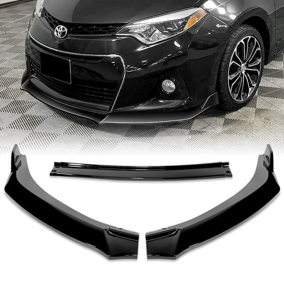 Stay Tuned Performance, Front Bumper Spoiler Lip For 2014-2016 Toyota Corolla S GT-Style Painted Black