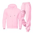 thumbnail image 5 of Delconic Mens Fleece Lined Hoodie and Jogger Set Casual Loose Fit Zip Front Hooded Sweatshirt and Drawstring Sweatpants Pink L, 5 of 7