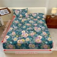 thumbnail image 3 of ZIATUBLES Vintage Floral Print Twin Size Sheet Set 3 Pcs, 1 Fitted Sheet and 2 Pillowcases, Soft Bed Sheets with Elasticized 9.8" Pocket Breathable Comfy Cooling Bedding Set, 3 of 9