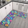 thumbnail image 2 of Blue Pioneer Flower and Leaf Pattern Kitchen Rugs Sets Of 2,Anti Fatigue Kitchen Mat Rugs Non Slip Washable,Decorative Kitchen Floor Mats for Kitchen,Sink,Laundry,17"x30"+17"x47", 2 of 7