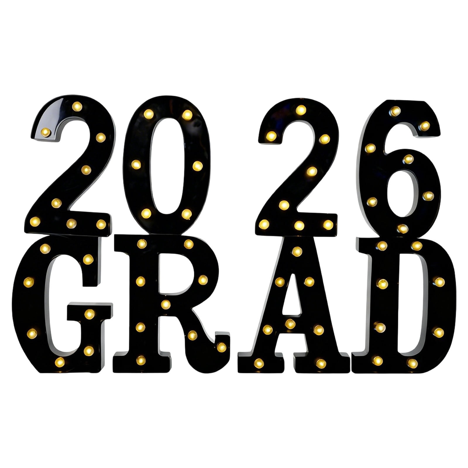 ERTZAE Graduation Table Set,Grad Party Table Ornament,Grad Ceremony Decor,Grad Table Light Sign,Grad Table Decor Set,Black LED Marquee Light Up Letters "GRAD 2026",8 Pieces for Graduation Photo Prop