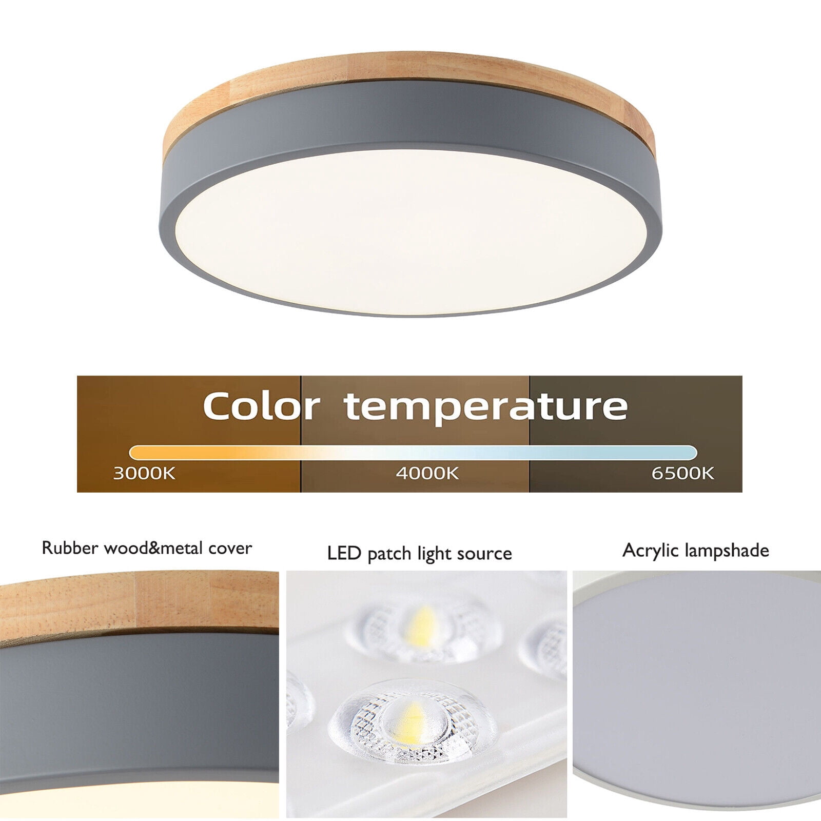 Miumaeov 30cm Modern Round Ceiling Light Dimmable LED Chandelier Pendant Lamp Flush Mount Living Room