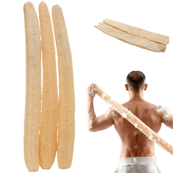 Abaima 3 Pack Natural Loofah Sponge 31 Inches, Unbleached, Natural Loofah Exfoliating Bath Scrubber for Adults Men and Women Shower or Cleaning Kitchenware