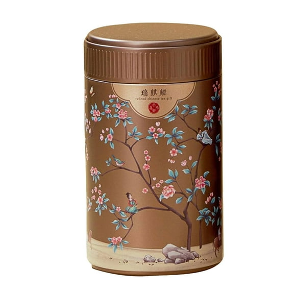 Round Tea Tin Tea Storage Snacks Storage Box Metal Candy Cans Kitchen Sealeds Canister Chinese Style Tea Box Convenient