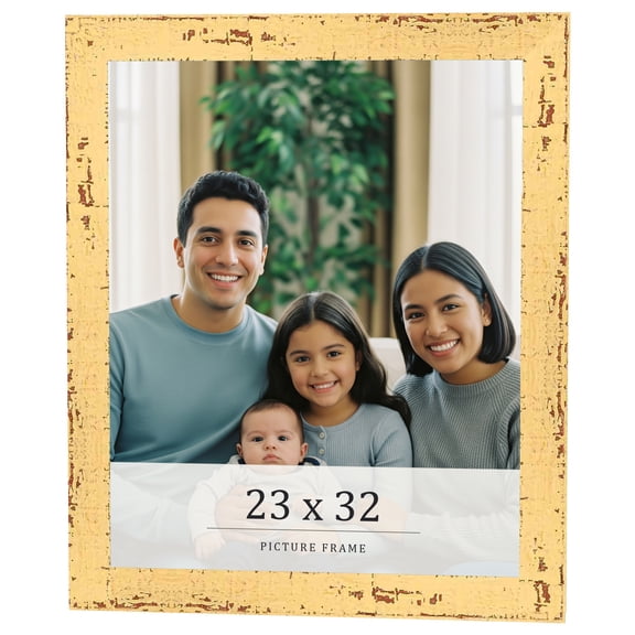 23x32 Frame Yellow Real Wood Picture Frame Width 1.25 inches | Interior Frame Depth 0.5 inches |