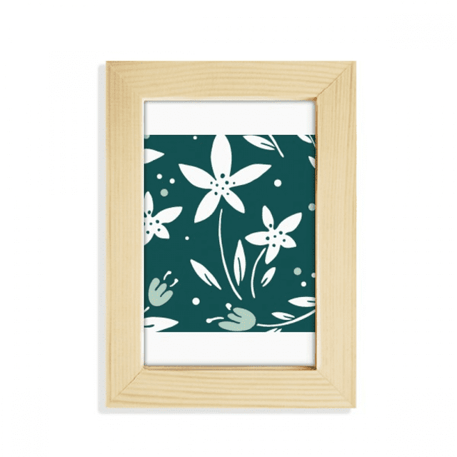 Green White Flower Paint Desktop Display Photo Frame Picture Art Painting 5x7 inch