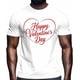 thumbnail image 2 of Camisetas para hombre, camiseta de algodón con cuello redondo y texto "Feliz Día de San Valentín", manga corta, romántica, con corazones rojos y rayas., 2 of 8