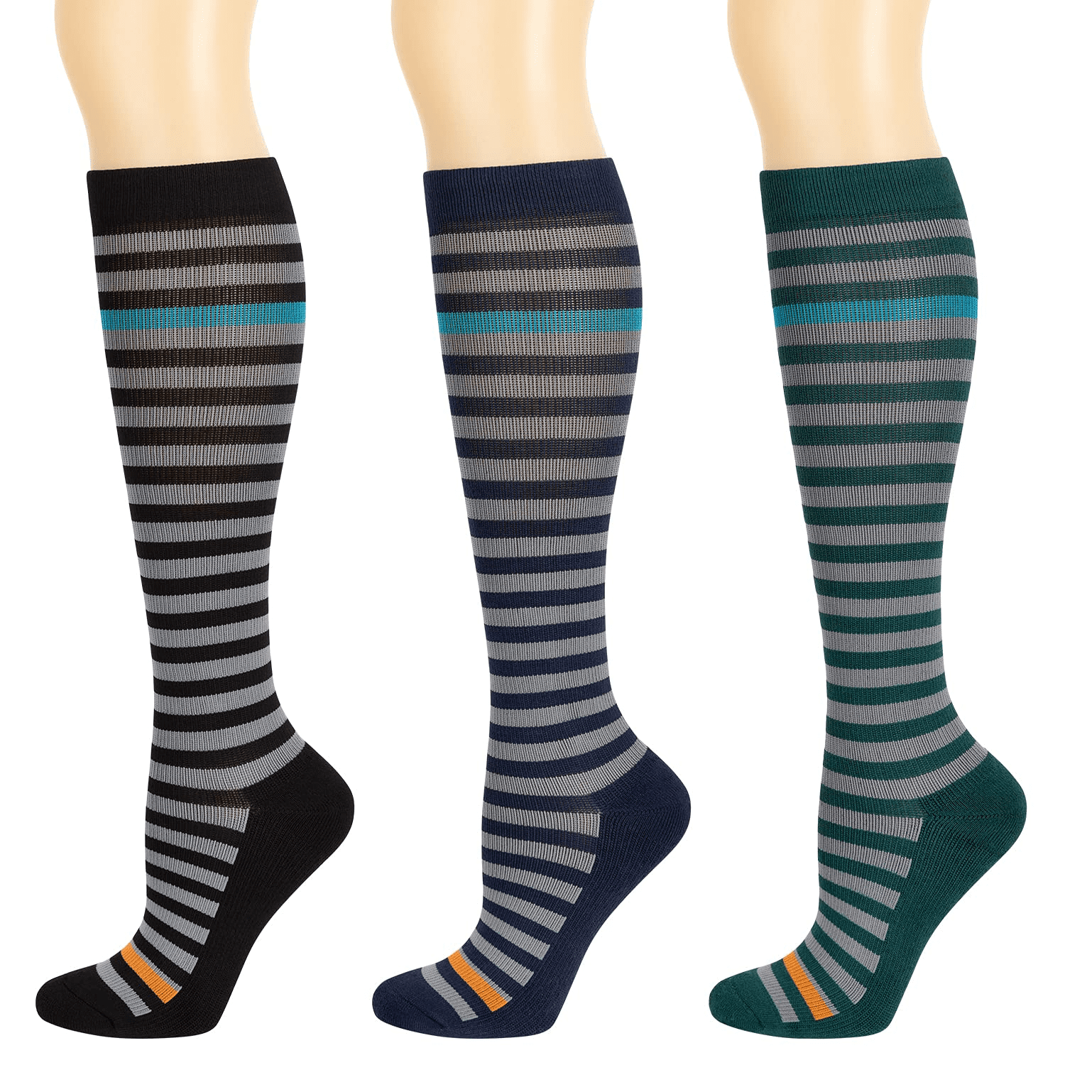 MD FootThera 3 Pairs Bamboo Compression Socks for Women & Men