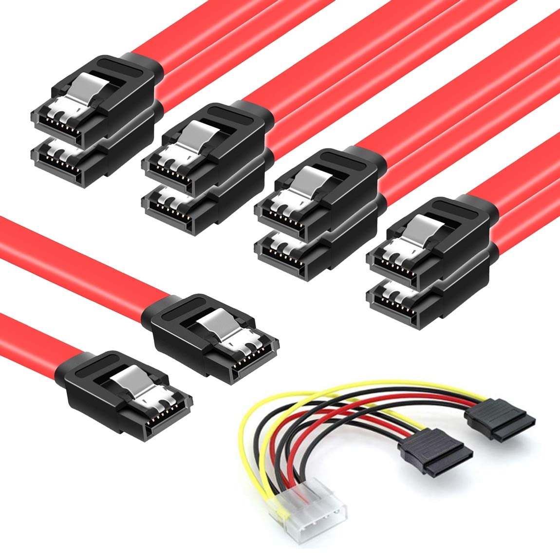 Cables SSD Data Cable 6.0 Gbps and Power Splitter 4 Pin to Dual 15 Hard Drive Compatible - Walmart.com